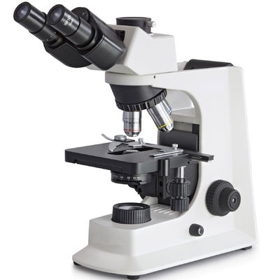 Biały mikroskop biologiczny trójokularowy laboratoryjny ze stopniem mechanicznym